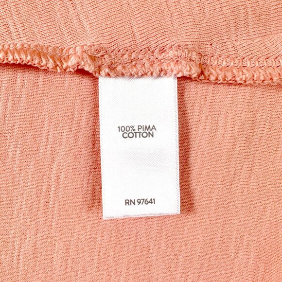 J.Jill Pima Cotton Slub Knit Tee T-Shirt Sz MP Peach V-Neck Casual Cottagecore - Picture 5 of 7